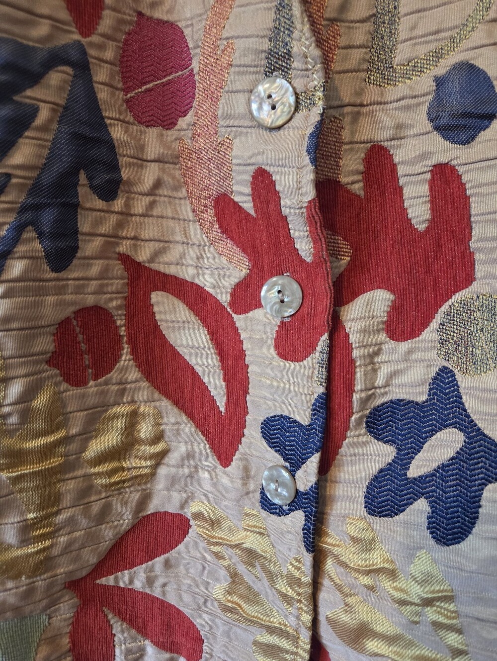 Textured Floral Leaf Pattern Jacket - Picture 5 of 5
